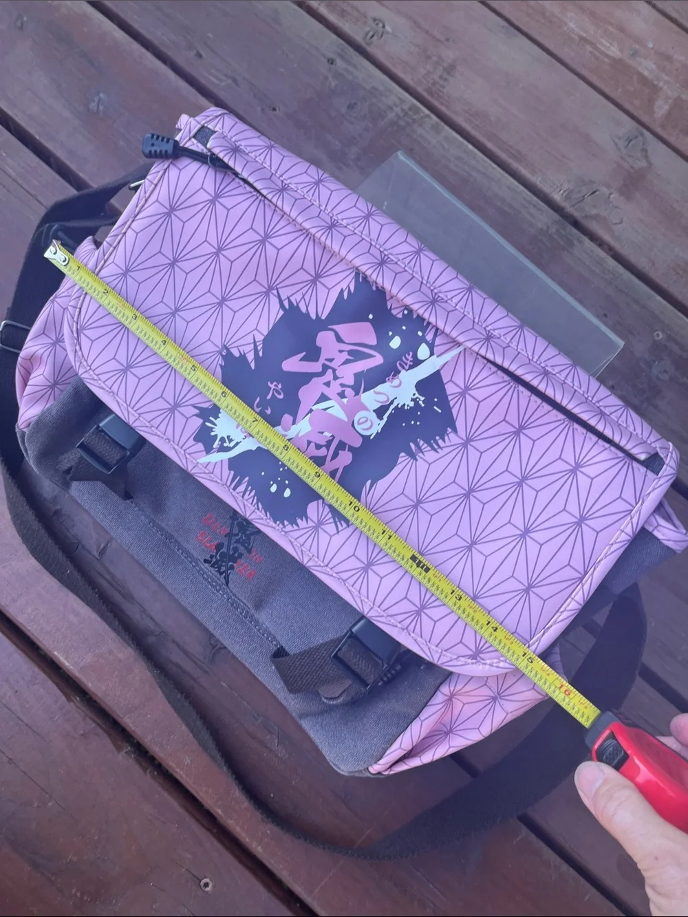 Pink Patterned Shoulder Messenger Bag with Graphic Detail
